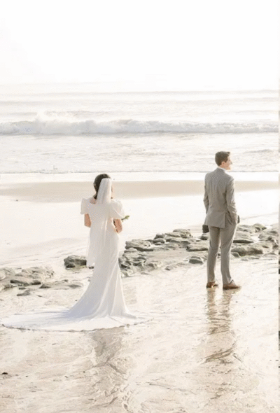 coastal-wedding-couple-on-beach-wide-portrait